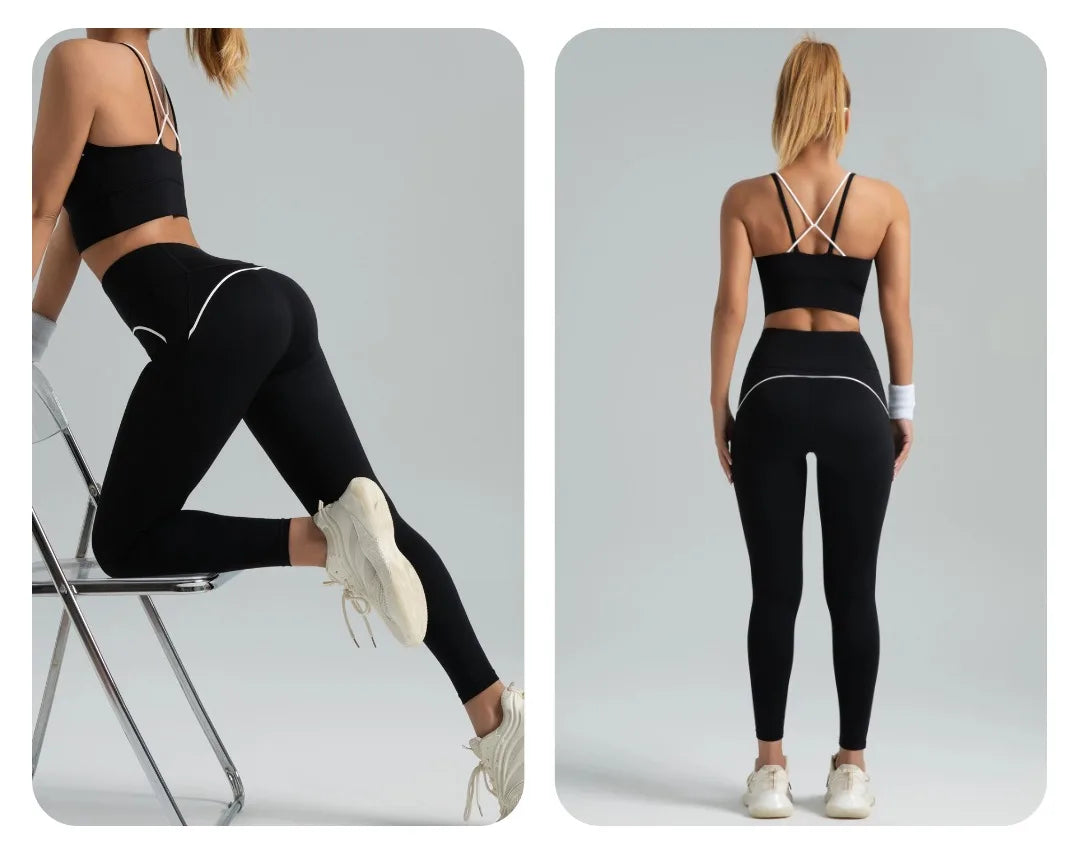 Sportswear Woman Gym Yoga Pants Sets Sporty Leggings Women Clothing Sets Fitness Women's Trend 2024 Workout Clothes for Women